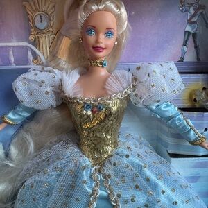 Barbie Cinderella Doll in Elegant Gold and Blue Dress